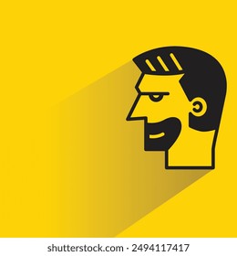 male face avatar with shadow on yellow background