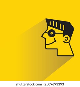 male face avatar with shadow on yellow background