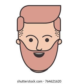 male face with beard and side parted hairstyle in colorful silhouette