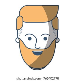 male face with beard and side parted hairstyle in color sections silhouette