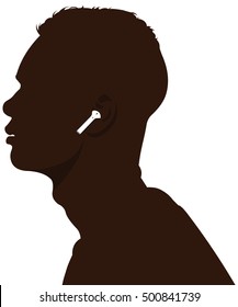 Male Face Black With Headphone