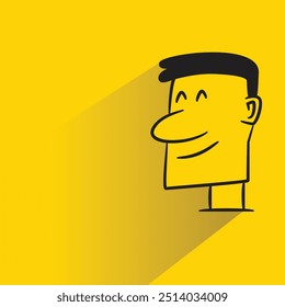 caractere de face macho com sombra no plano de fundo amarelo