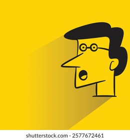 male face character with shadow on yellow background