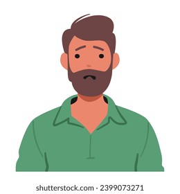 Male Face Contorted With Sorrow, His Eyes Reflecting Deep Distress, He Wore The Weight Of Disappointment, A Vivid Portrayal Of Character Profound Emotional Upset. Cartoon People Vector Illustration