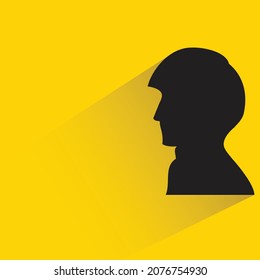 male face with drop shadow on yellow background