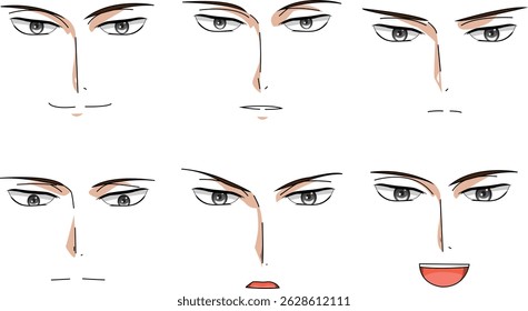 Male Face Expression Faceless Front View Vector