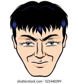 Male face of expression would be, irritated, nervous. Ideal for comic book materials and cartoons
