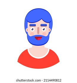 Male face in flat style on white background.