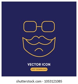 Male Face With Glasses Vector Icon Illustration 
