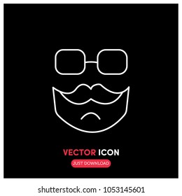Male Face With Glasses Vector Icon Illustration 