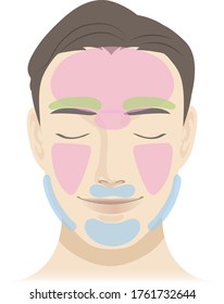 Male face hair loss part illustration set