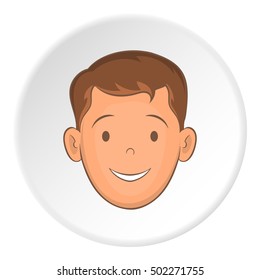 Male face with haircut icon. Cartoon illustration of male face with haircut vector icon for web