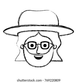 male face with hat and glasses and mid length hair and beard in monochrome blurred silhouette