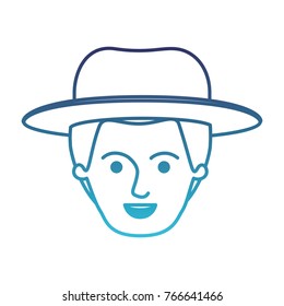 male face with hat and short hair in degraded blue silhouette