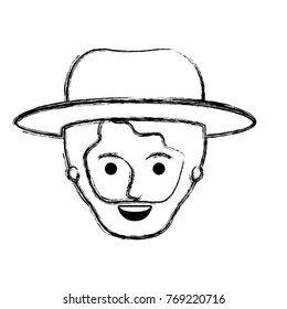 male face with hat and short hair and beard in monochrome blurred silhouette
