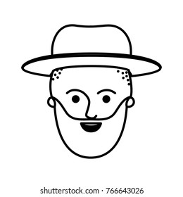 male face with hat and taper fade haircut and beard in monochrome silhouette