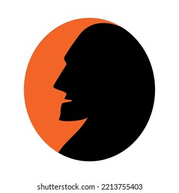 Male face logo vector under full moon light