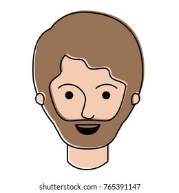 male face with short hair and beard in watercolor silhouette