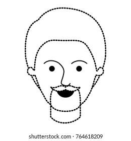 male face with short hair and goatee beard in black dotted silhouette