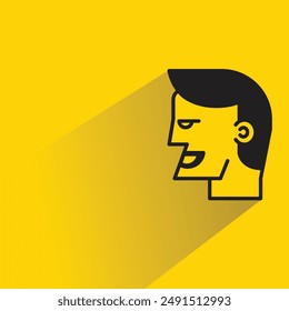 male face side view avatar with shadow on yellow background