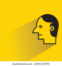 avatar de vista lateral de cara masculina con sombra sobre fondo amarillo