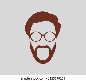 Male face symbol with sunglass and beard