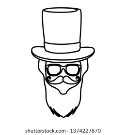 male face with tophat hipster style