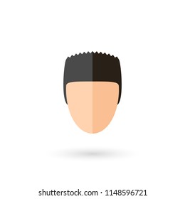 Male Faceless Head Avatar Icon with Black Hairstyle. Flat Illustration with Shadow