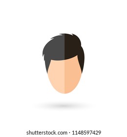 Male Faceless Head Avatar Icon with Black Hairstyle. Isolated and Flat Illustration