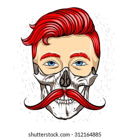 Male face.Skeleton face..Hipster.Skeleton mask.