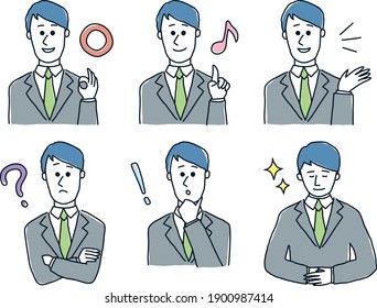 Male facial expression set.
Hand gesture.