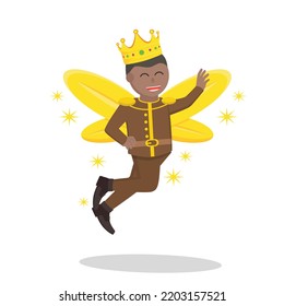Male Fairy african Prince design character on white background