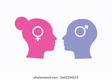 Male and Famale face silhouette. Man and Women sign.