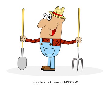 male farmer with tools, vector illustration
