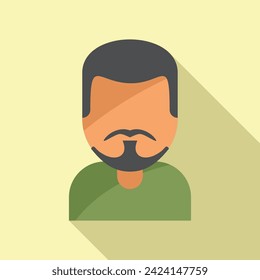 Male fashion beard icon flat vector. Model head. Moustache facial short