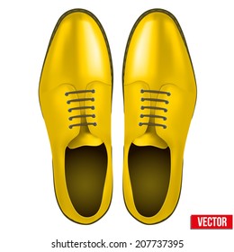 Male fashion bright yellow shoes. Vector illustration on white background.