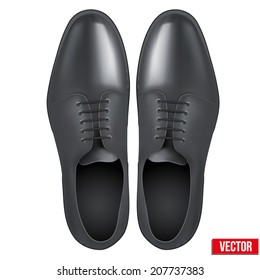 Male fashion classic black shoes. Vector illustration on white background.