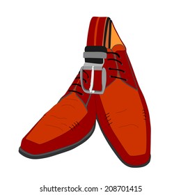 Male fashion with shoes and belt vector isolated on white background. Man Male Men Shoes Footwear with belt.
