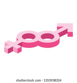 Male and Female 3d vector icon isometric pink and blue color minimalism illustrate