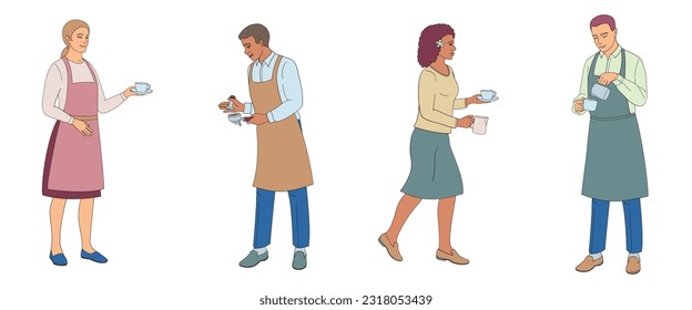 male and female African American barista making coffee 