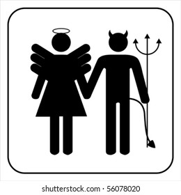 Male and female, angel and devil , sign vector