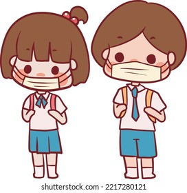 Male and female students​ Anime cartoons​ kawaii​ illustrations​ collages are drawing chibi manga​ drawing​ ​anime​ character​ freehand​ colors clipart​