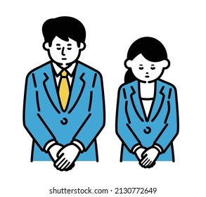 Male and female apology illustration drawn with simple lines