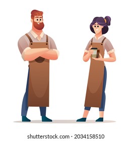 Male and female barista character set