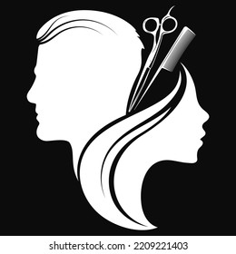 Male and female beauty salon. Male and female haircuts. Symbol for beauty salon and hair stylist