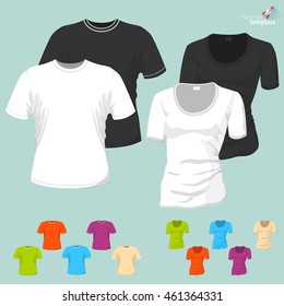 Male and female blank T-short vector template.