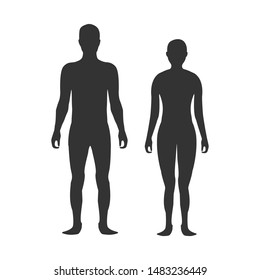 Male And Female Body Silhouette Template. Isolated Vector Clip Art Illustration.