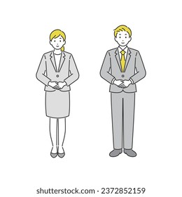 Male and female business people.