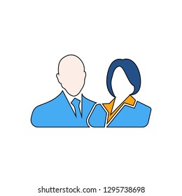 Male and female as business people icon. Linear fill men and women icon - vector