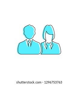Male and female as business people icon. Linear fill men and women icon - vector